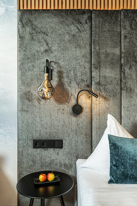 A lamp in the Mountain Loft Family Suite at the Lürzerhof