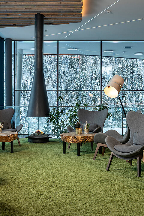 Die gemütliche Lounge im Hotel Lürzerhof