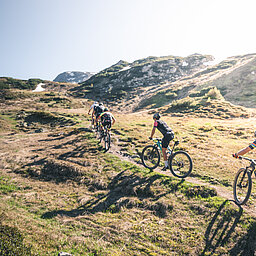 Eine Gruppe beim Radfahren im Aktivurlaub in Österreich in der Nähe des Lürzerhofs
