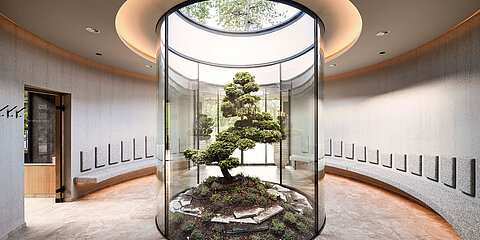 Modernes Sky Spa Atrium mit Bonsai im Wellnesshotel Lürzerhof nahe Obertauern