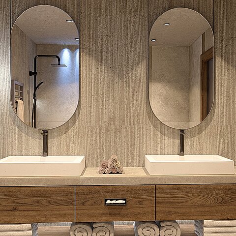 Mountain Rooms reloaded – Wohnen wird Wellness. Unsere Zimmer kombinieren edles Design mit natürlichen Materialien & harmonischen Farben. Und die neuen Bäder?